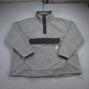 Carhartt Pullover Womens 2X Gray Sherpa Fleece‎ Quarter Snap Relaxed Fit Jacket